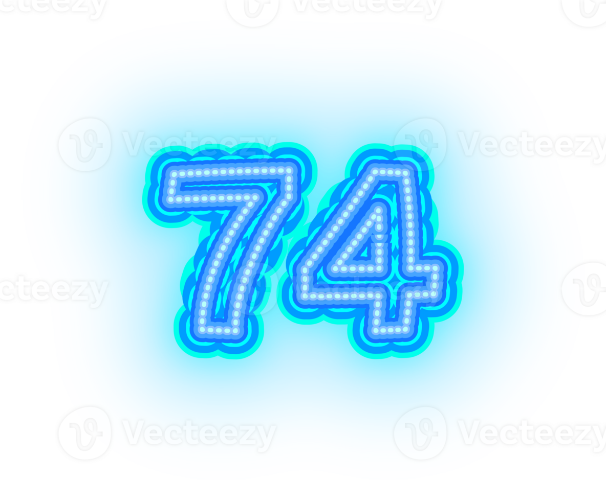 Blue Neon Numbers and Symbols png