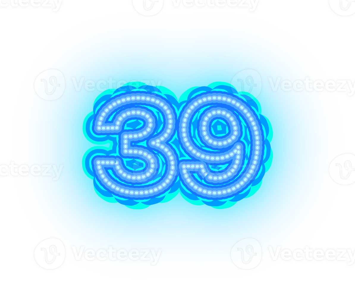 Blue Neon Number 39 png