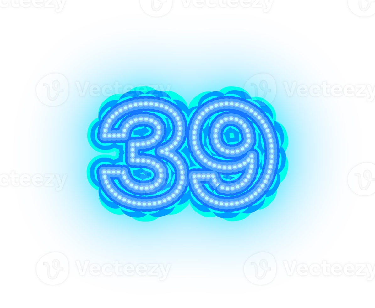 blu neon numero 39 png