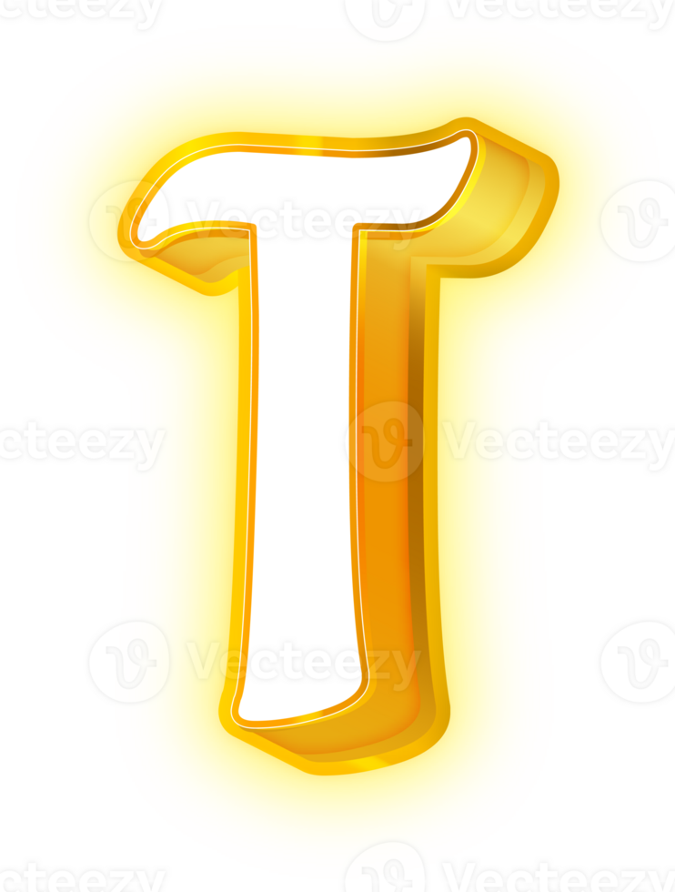 Gold Neon Letters T Logo png