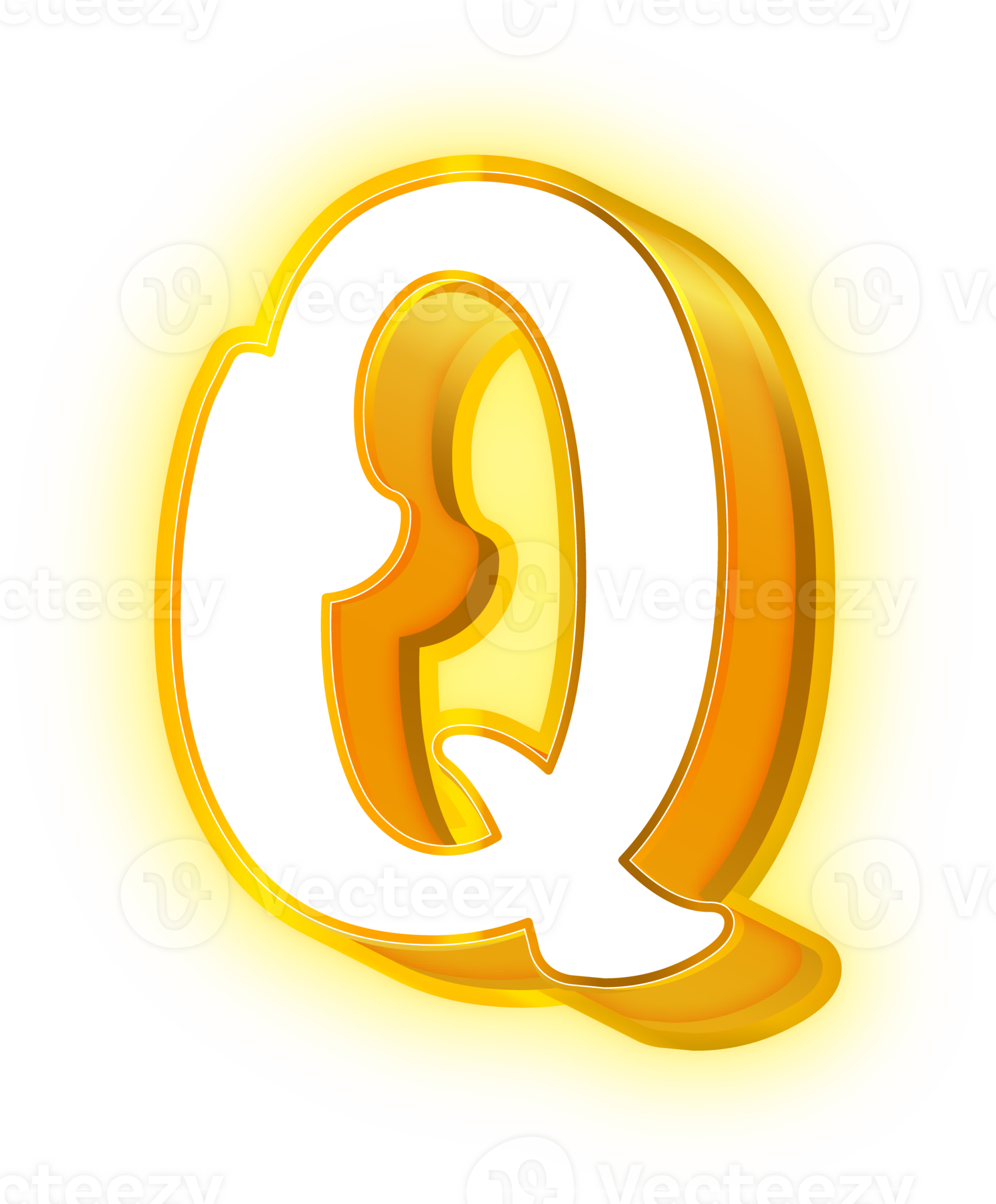Gold Neon Letters Q Logo 33558443 PNG