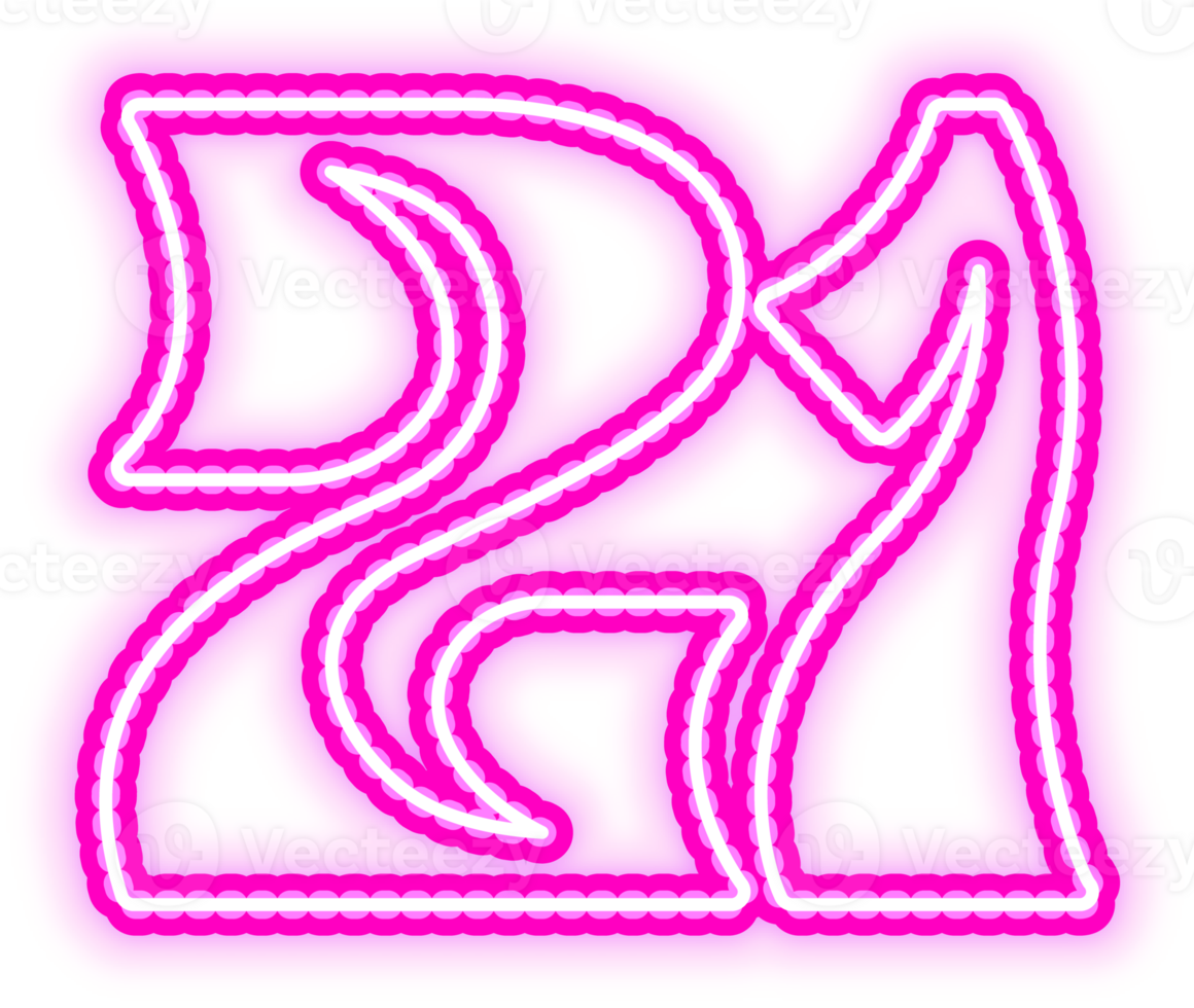 Pink Neon Number 21 png