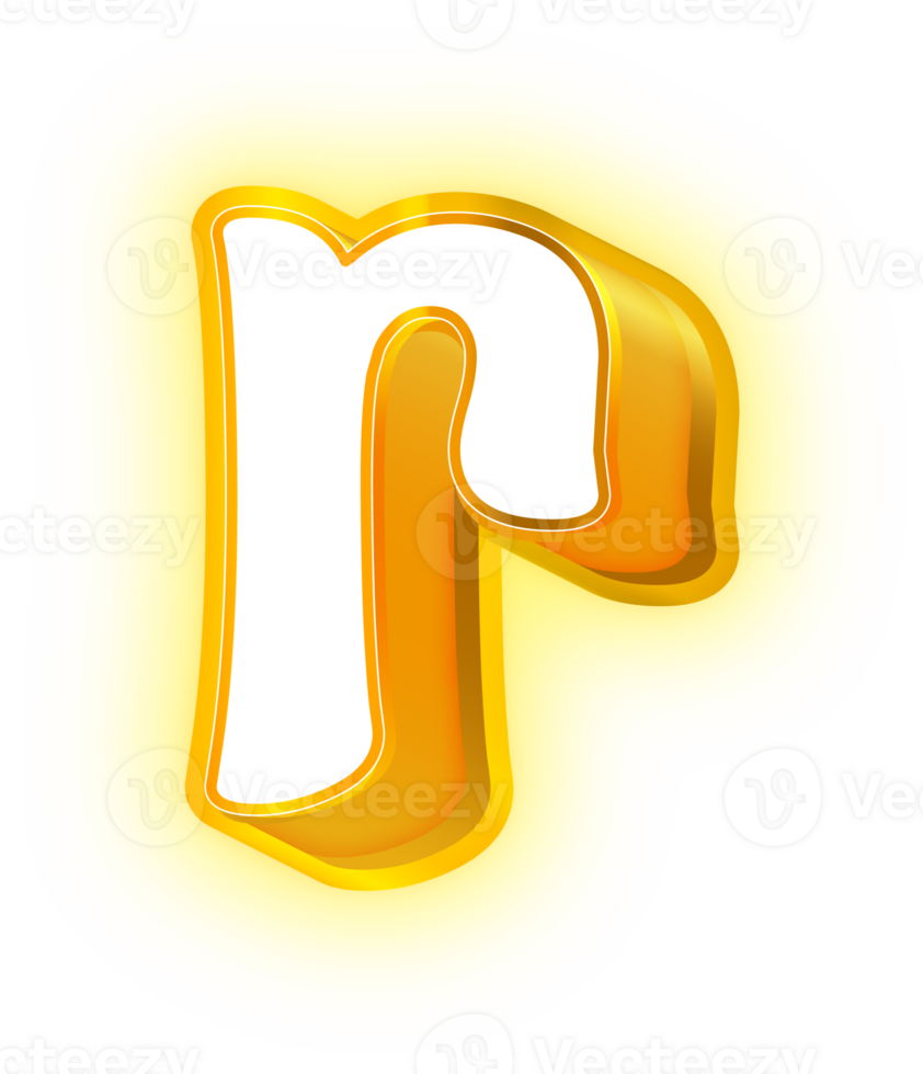 Gold Neon Letters r Logo png