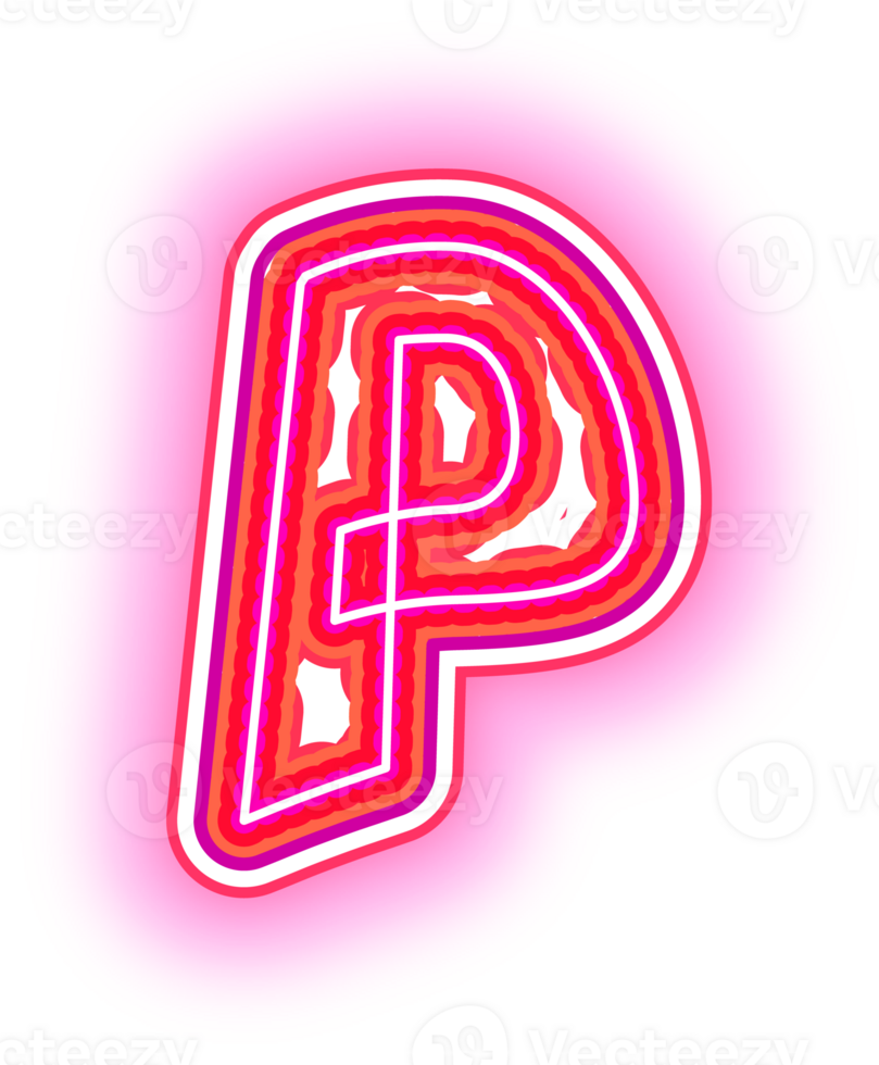 Pink Neon Letters Logo P png