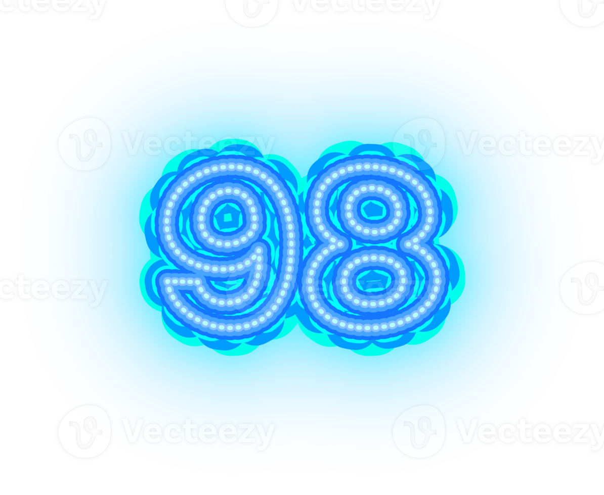 Blue Neon Numbers and Symbols png