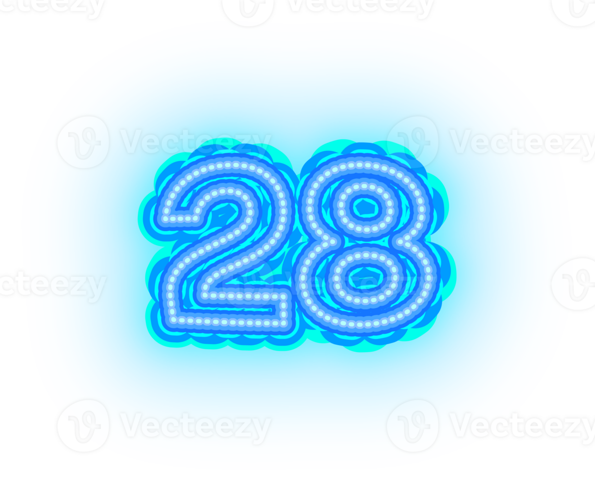 azul néon número 28 png