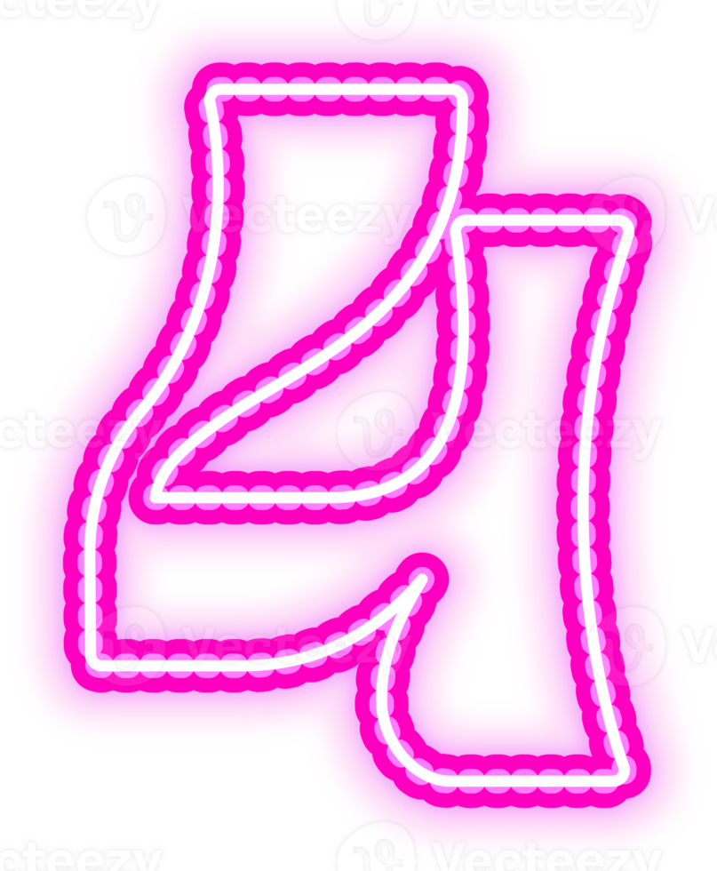 Pink Neon Number 4 png