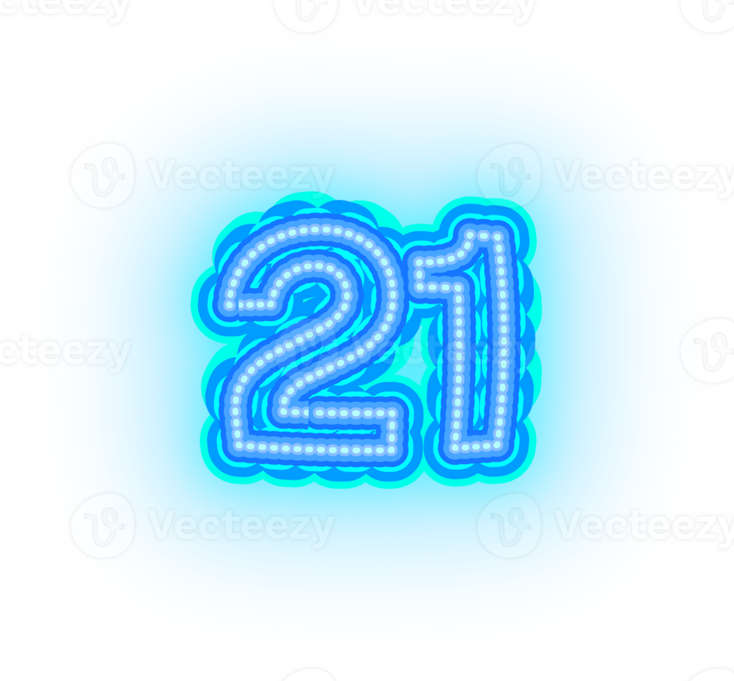 Blue Neon Numbers and Symbols png