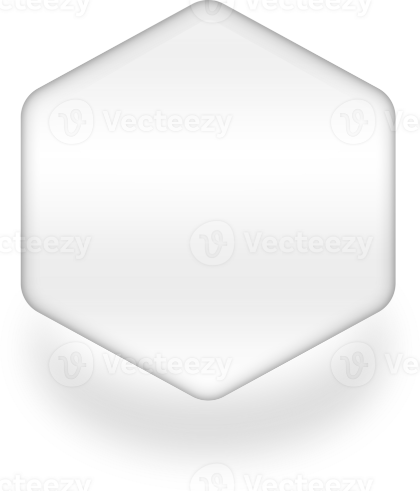 Hexagon neumorphic transparent glass button, Minimal button realistic shadow. png