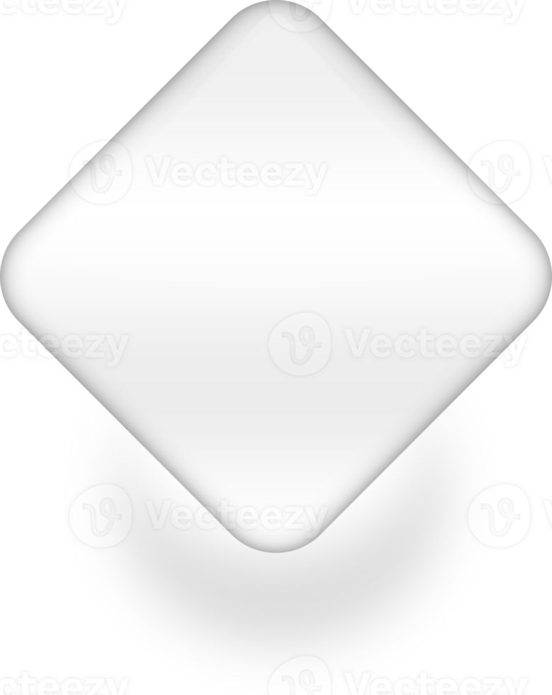 Rhombus neumorphic transparent glass button, Minimal button realistic shadow. png