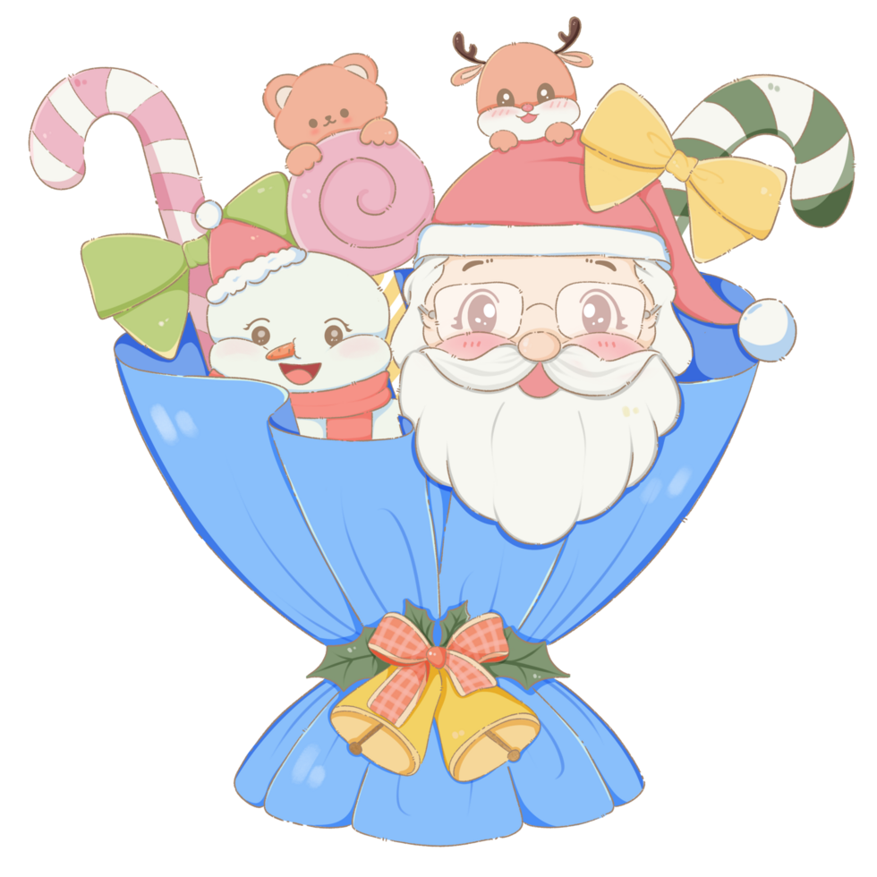 Christmas bouquet with Santa and his reindeer png