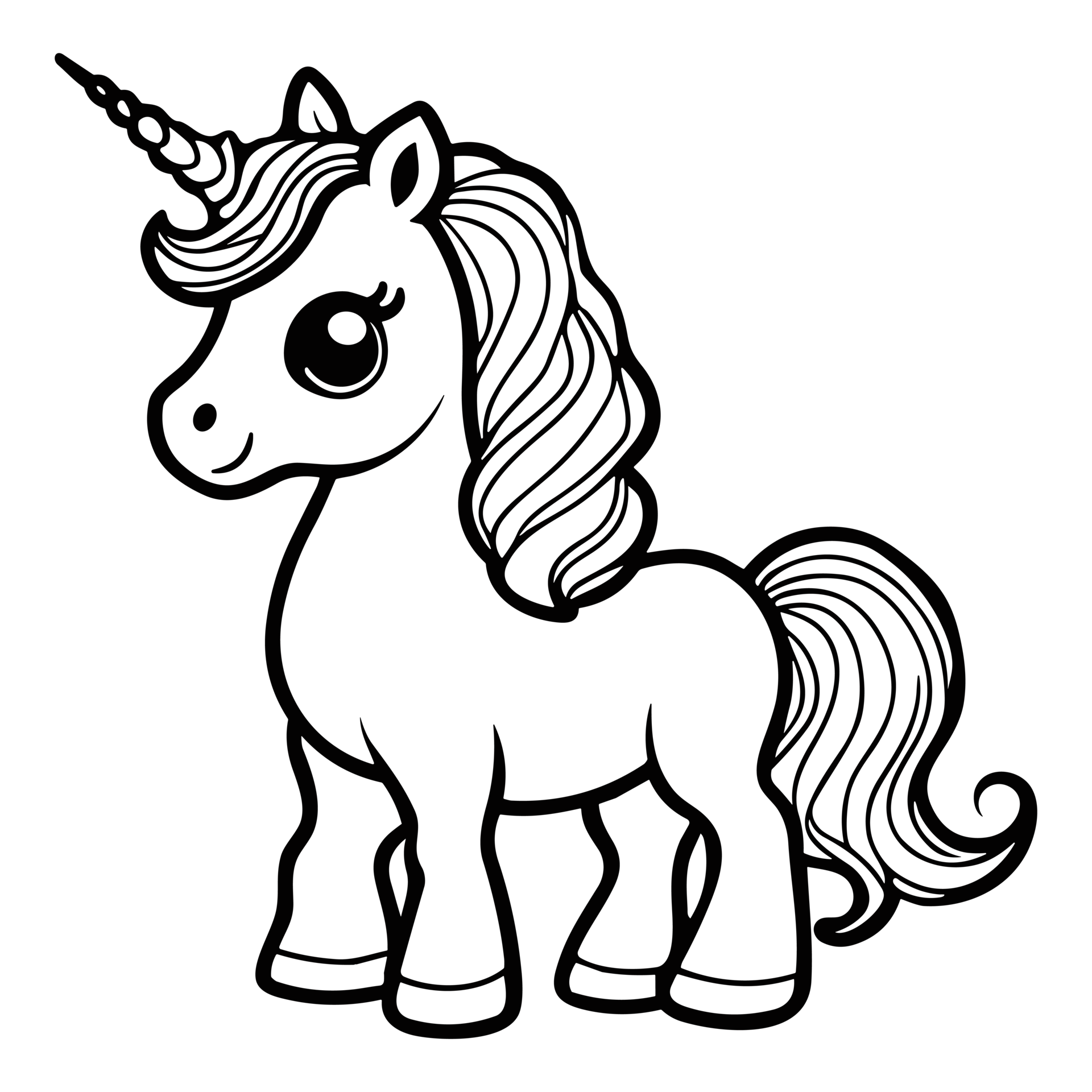 coloring-page-unicorn-outline-drawing-for-kids-generative-ai-33563602-png