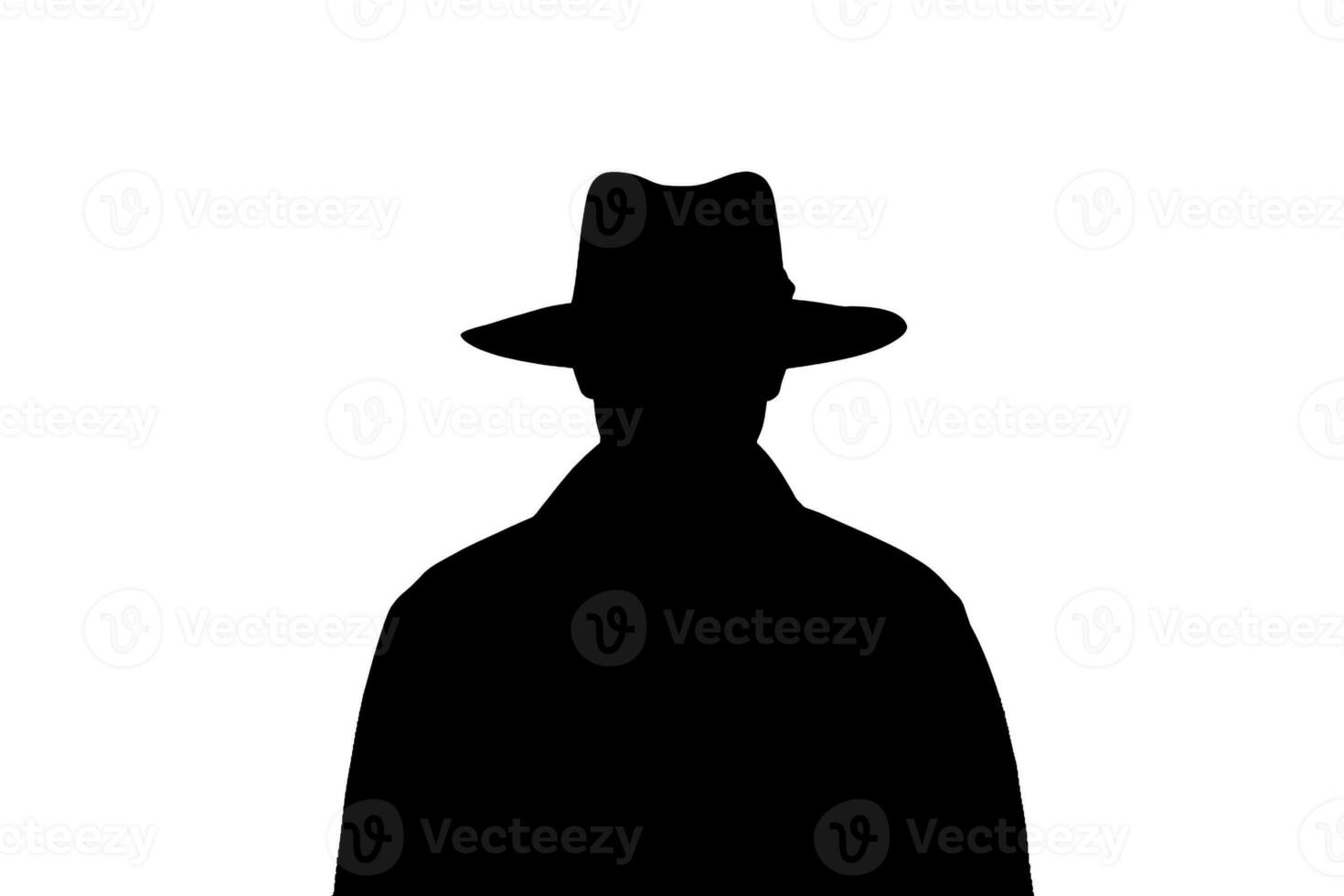 Black silhouette of an unknown person on a white background. AI generative photo