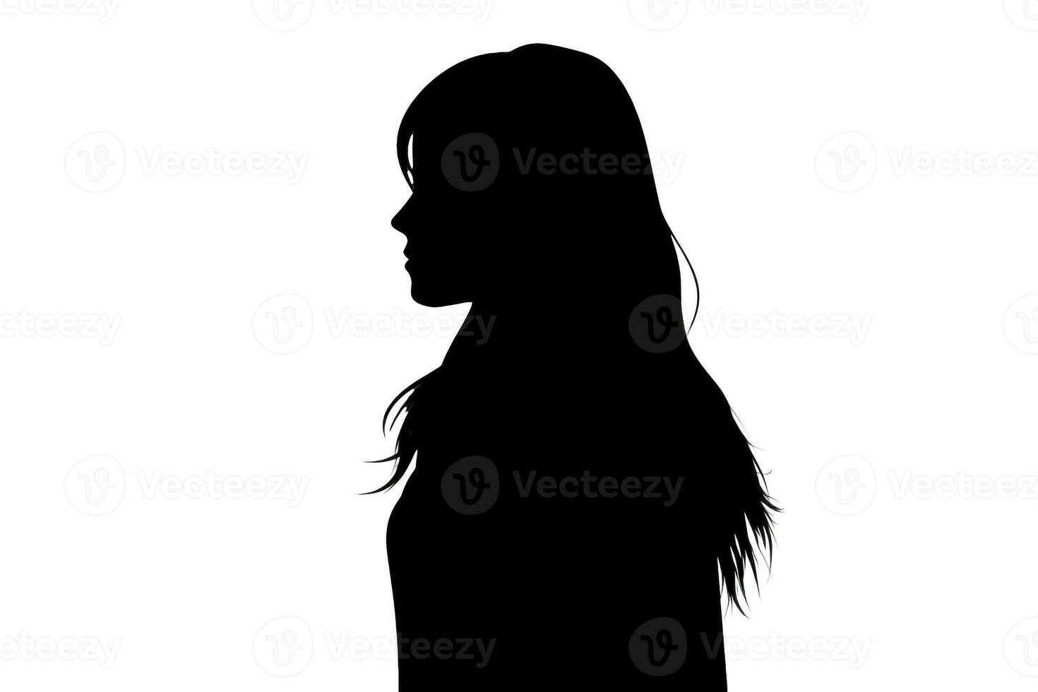 Black silhouette of an unknown person on a white background. AI generative photo