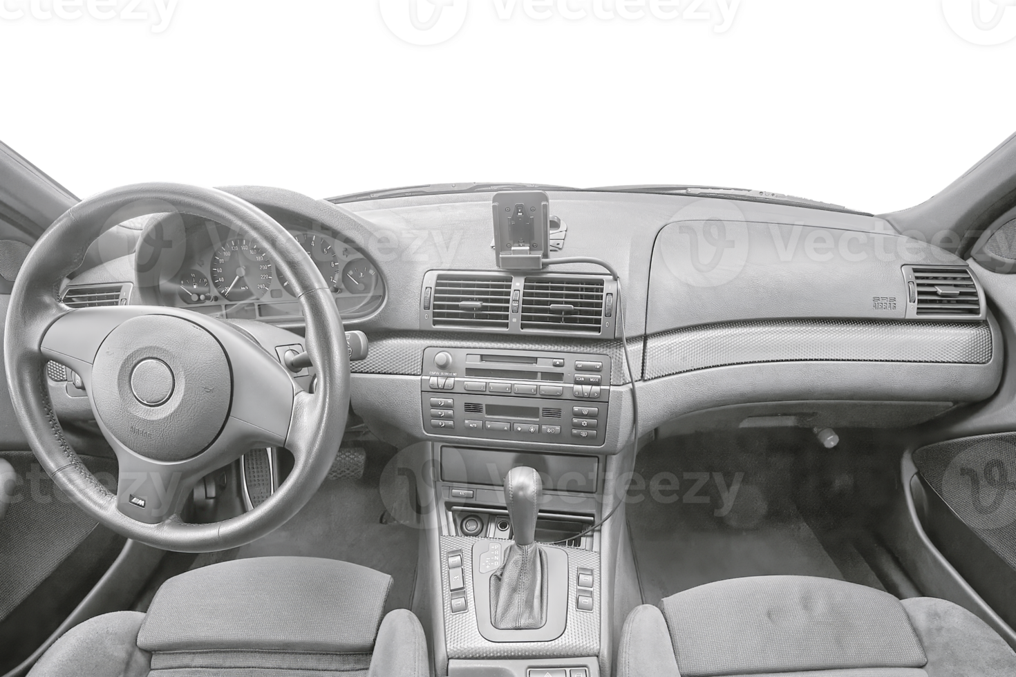 auto sensoren en interieur. binnen een modern auto met transparant ramen visie, stad auto interieur achtergrond PNG illustratie