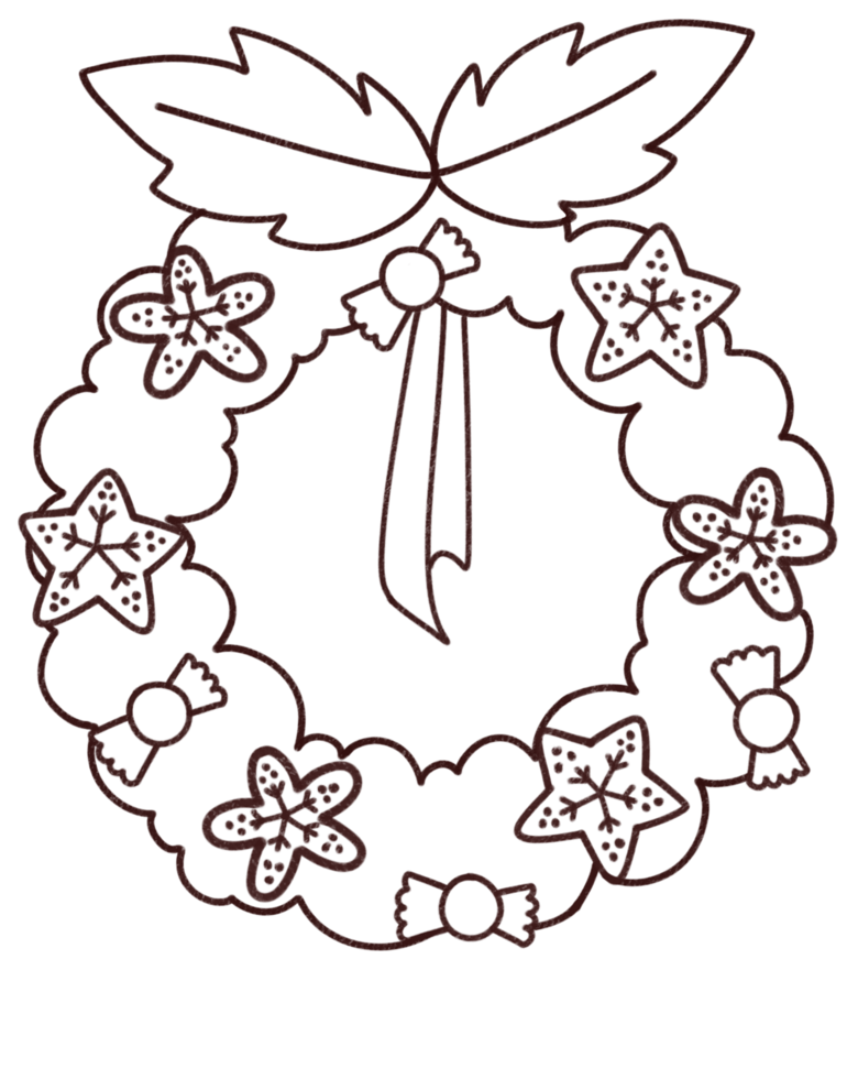 Christmas wreaths outline New Year's festive wreaths png