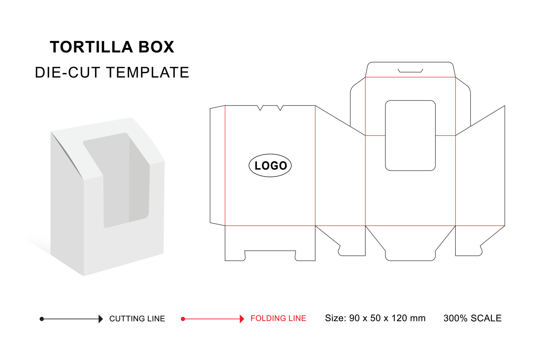 Tortilla box die cut template 33569005 Vector Art at Vecteezy