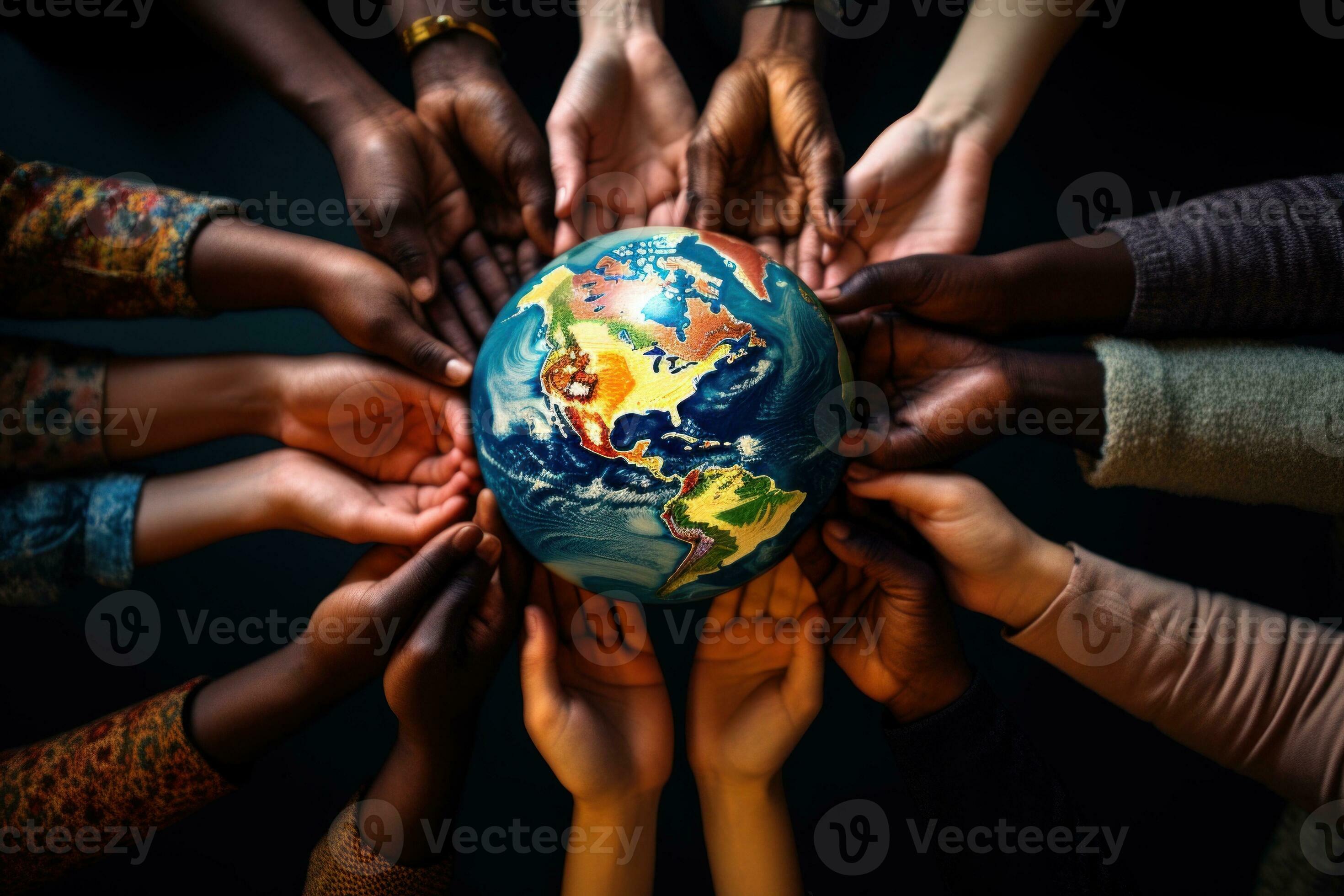 a group of people holding hands, forming a circle of support and
