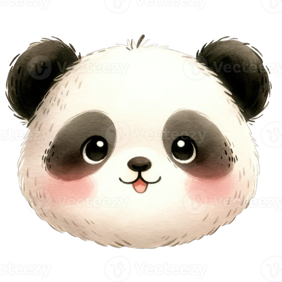Watercolor Head of Panda AI Generative png