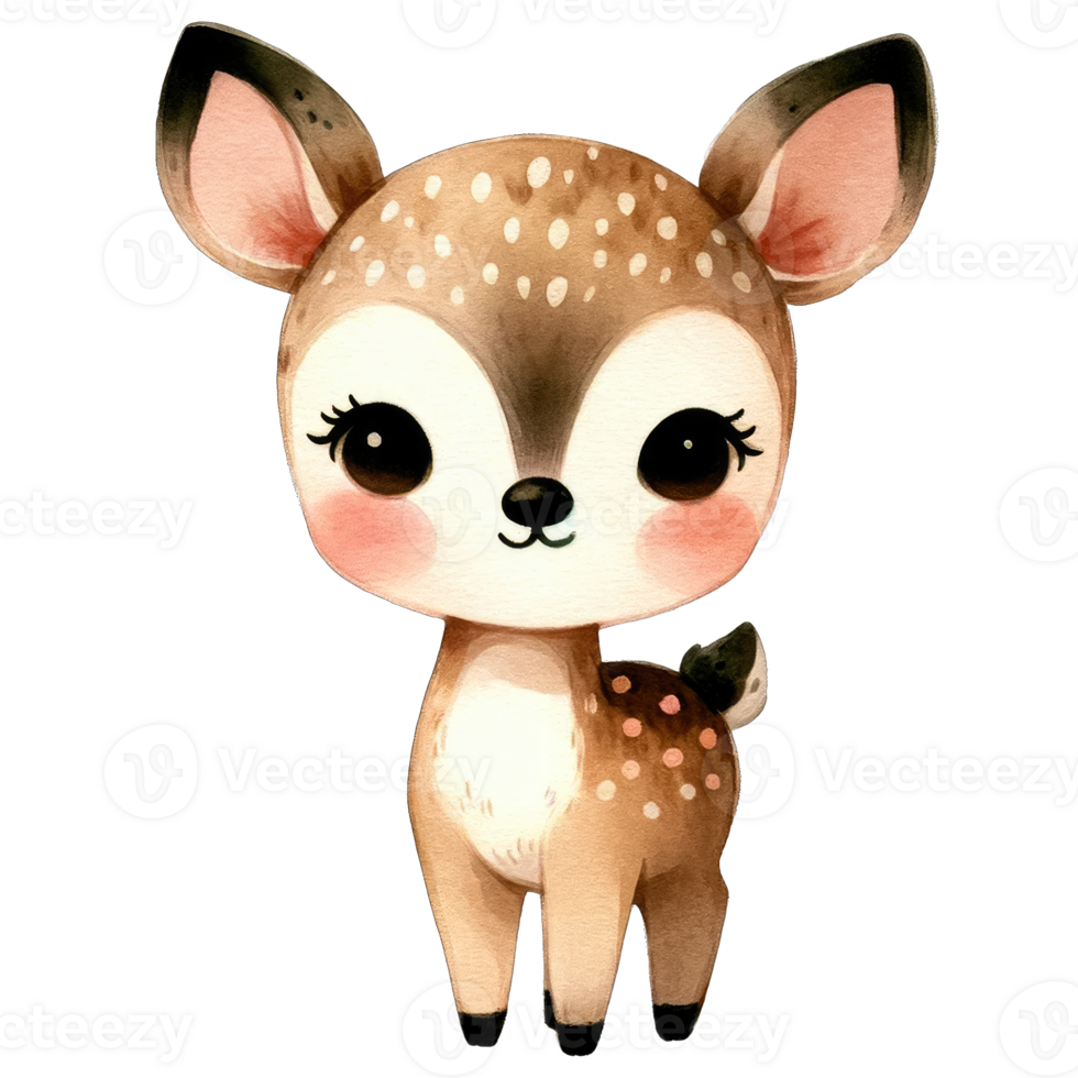 Watercolor Cute Deer AI Generative png