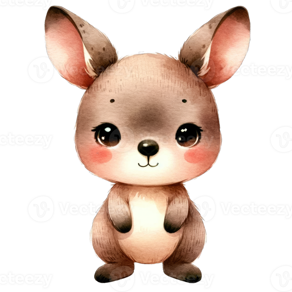 Watercolor Cute Kangaroo AI Generative png