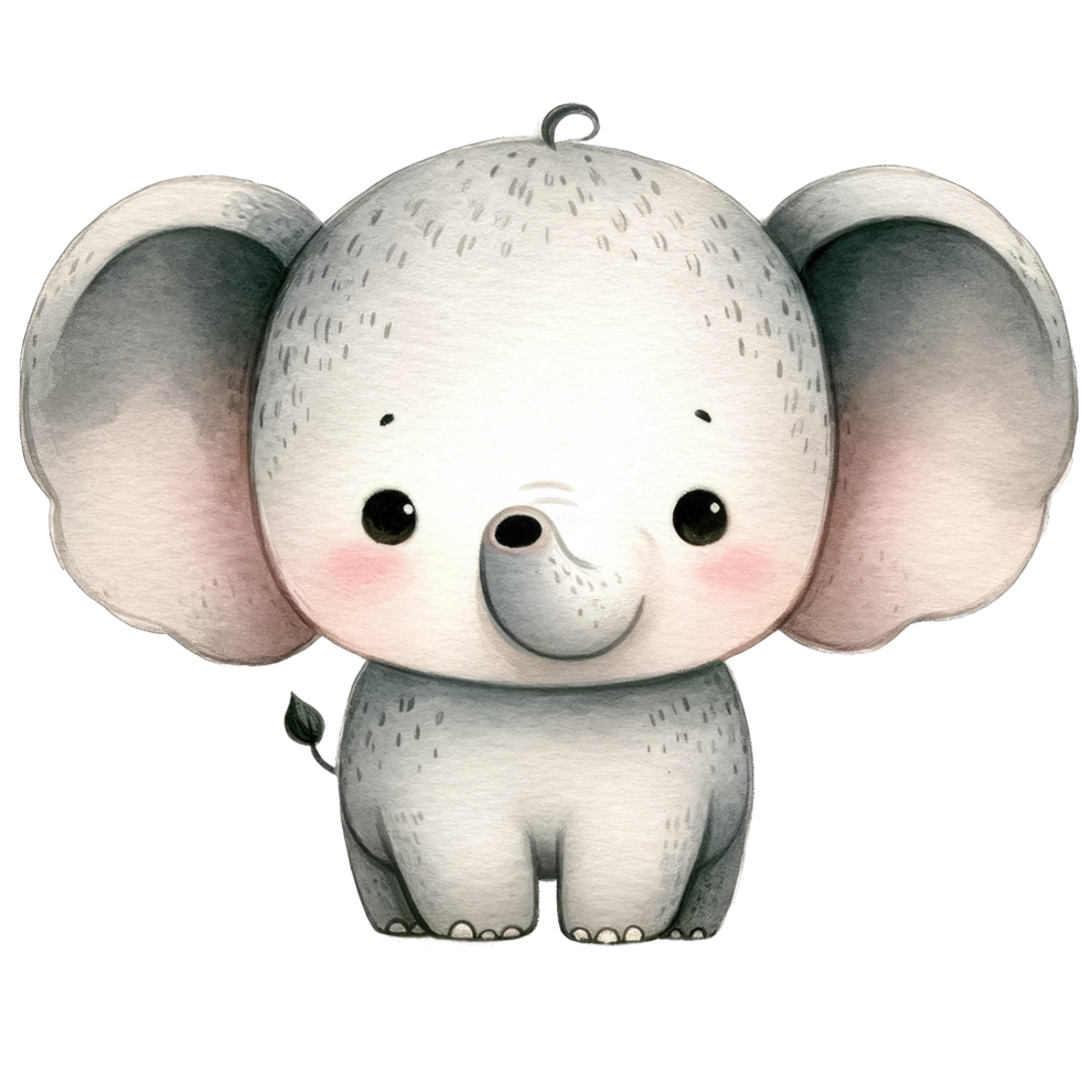 Watercolor Cute Elephant AI Generative png