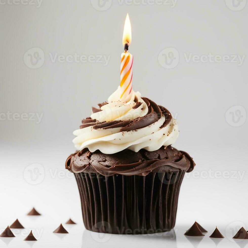 Birthday Muffin with candels aI generative photo