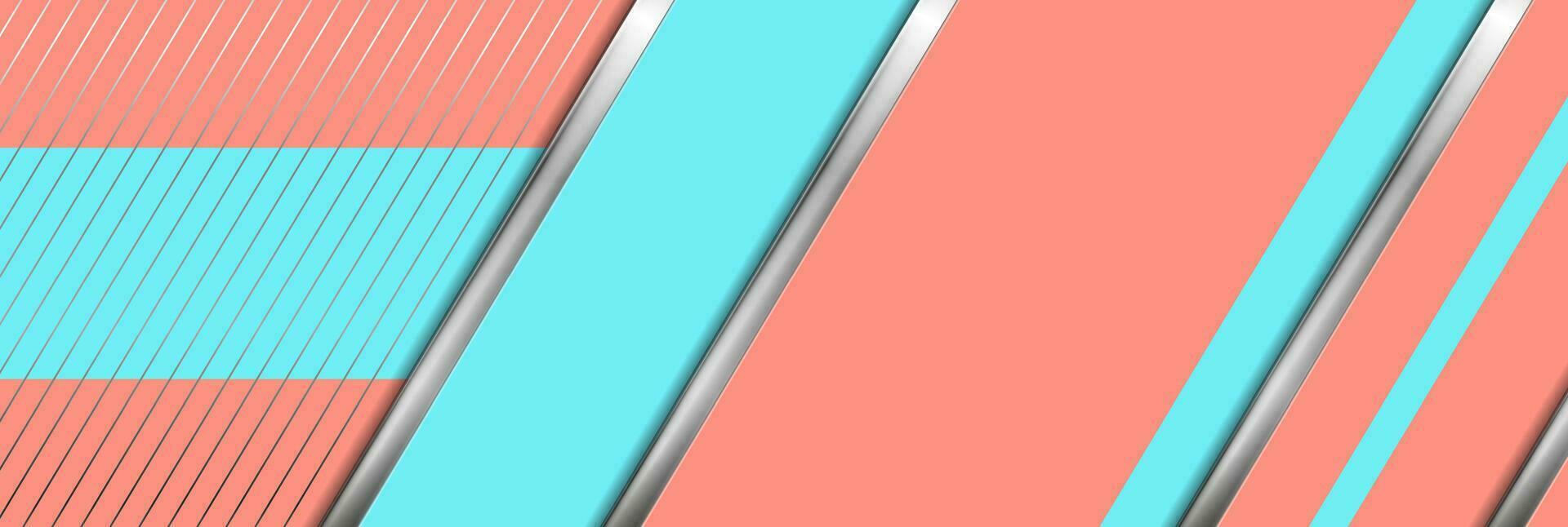 Hi-tech geometric pink cyan background with metallic stripes vector