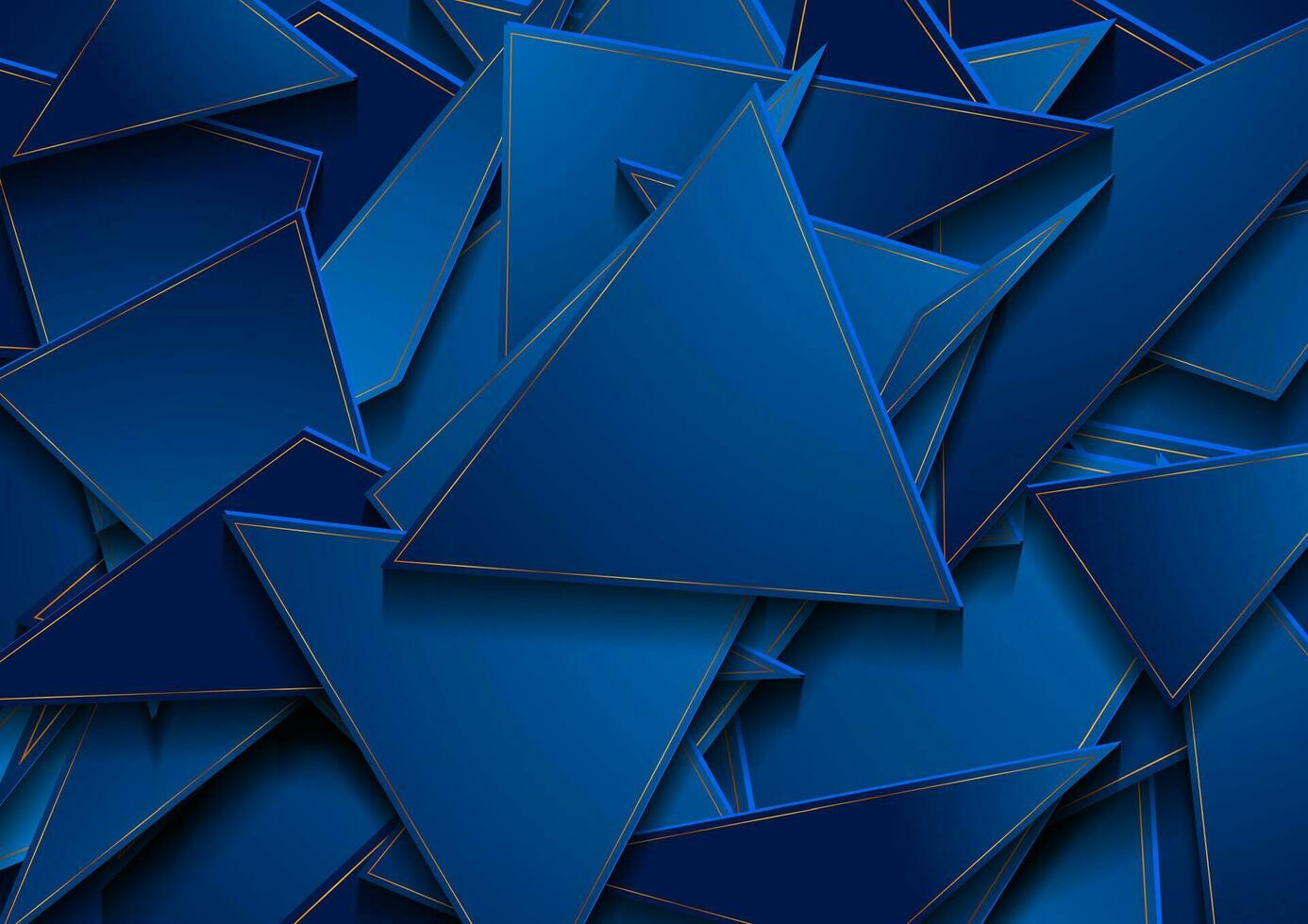 Blue and golden tech abstract low poly background vector