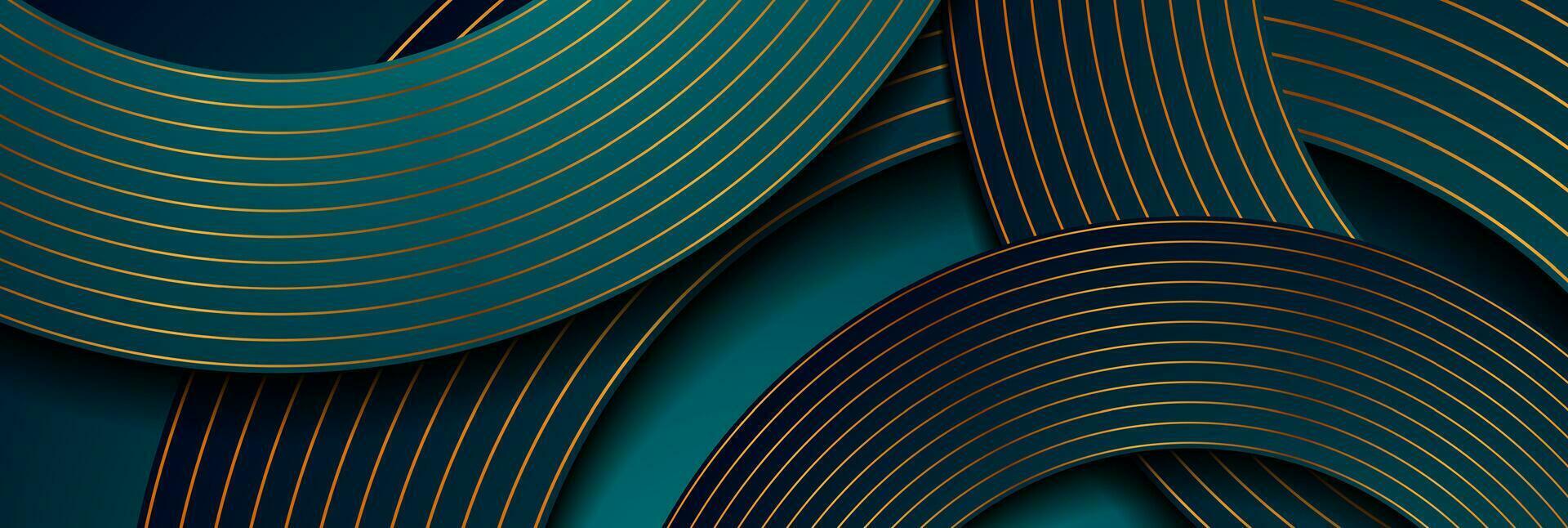 Blue and golden circles abstract luxury background vector