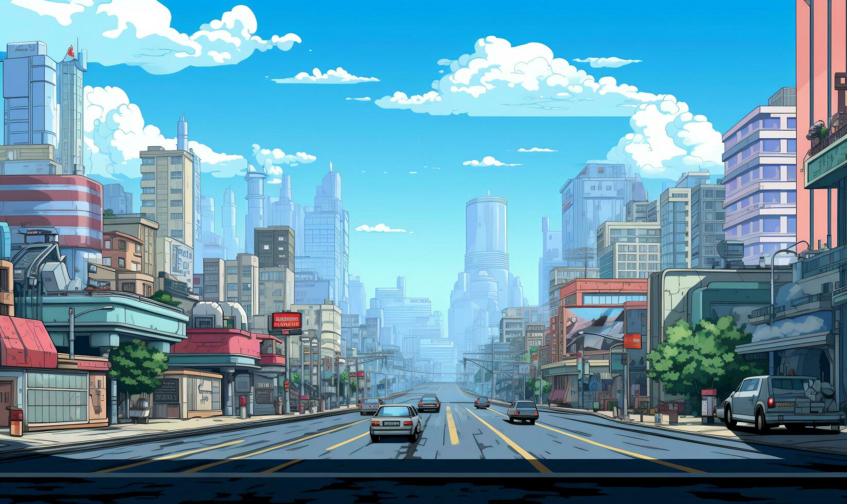 City 23rd Century Background in Pixel Art RPG Gaming 8 bits 16 bits Style - AI Generative photo