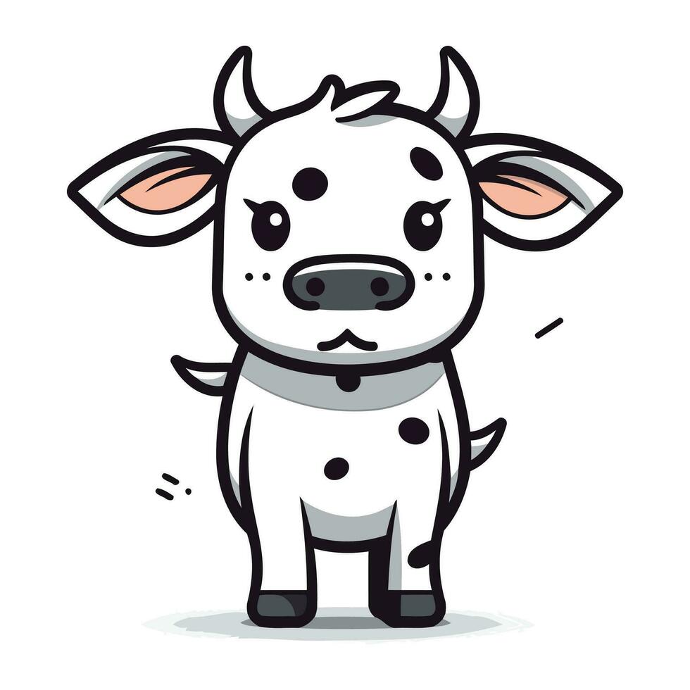 Cute Cow Vector Illustration. Cute Cartoon Farm Animal Character