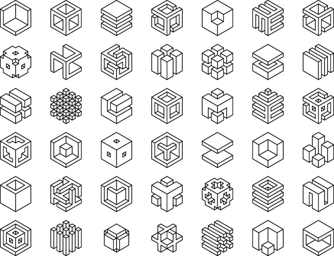 Set cubes vector icon. Cube logo template