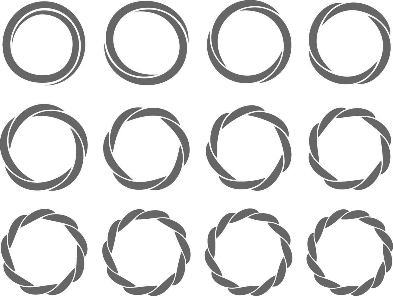 espiral anillos retortijón círculos remolino diseño elemento conjunto para infografia vector