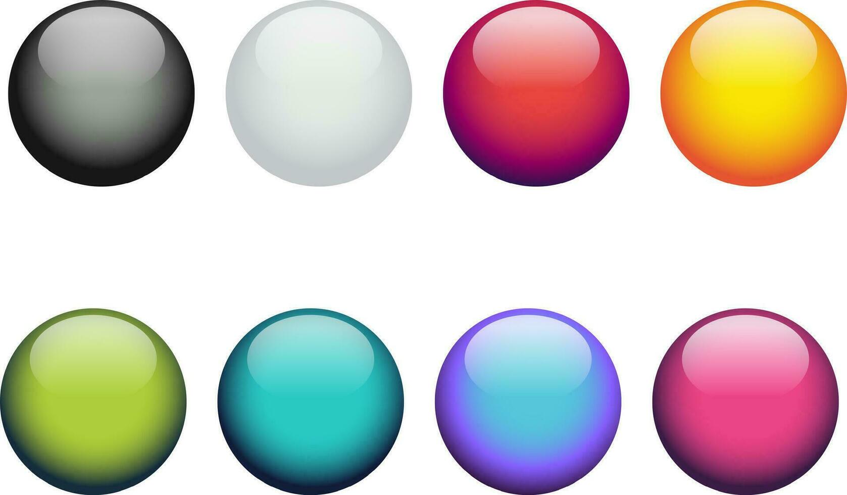 Shiny balls of different colors isolated on white. Vector illustration.