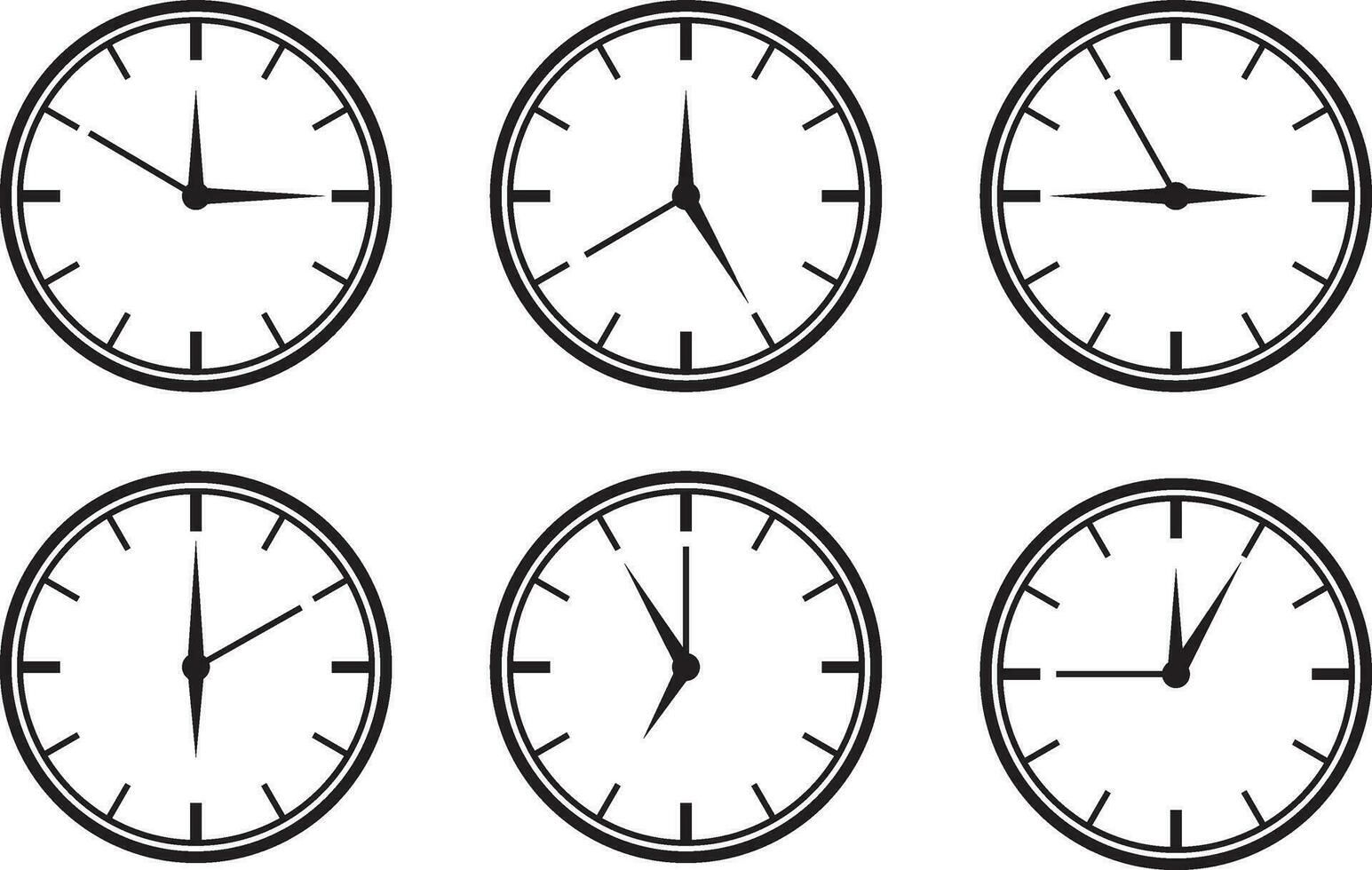 conjunto reloj icono vector. hora línea gráfico diseño elementos de relojes vector
