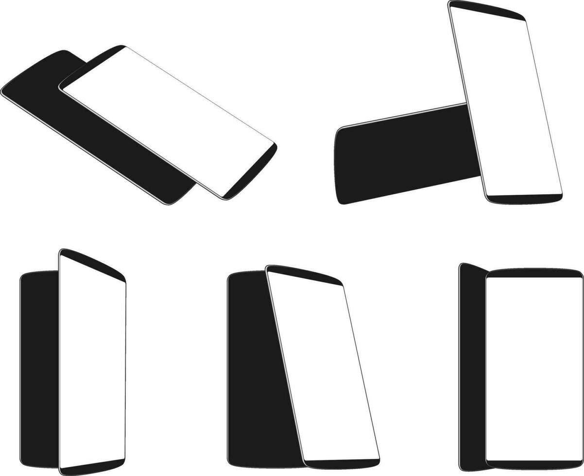 Set modern smartphones different angles views isolated on white template vector