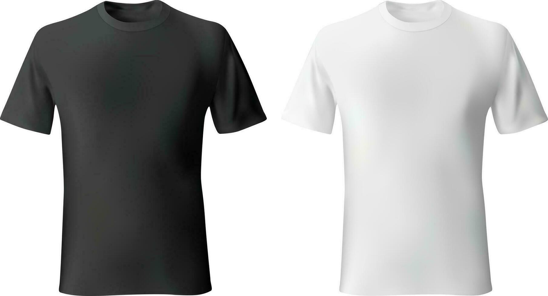 negro y blanco de los hombres camiseta modelo realista Bosquejo vector