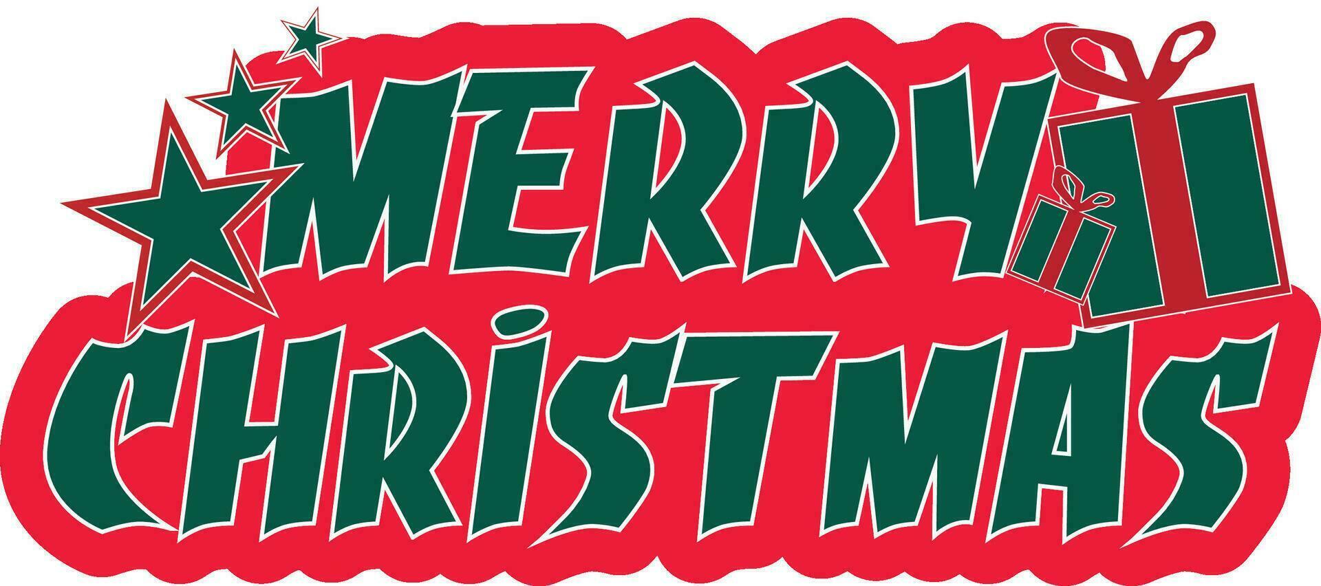 Merry christmas text with gift box and star vector
