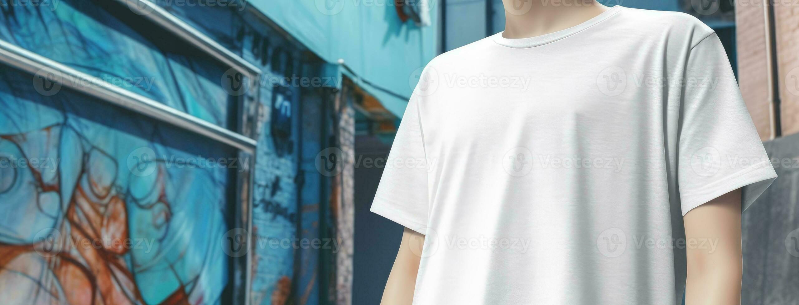 ai generative Blank white t-shirt mockup on a mannequin. photo