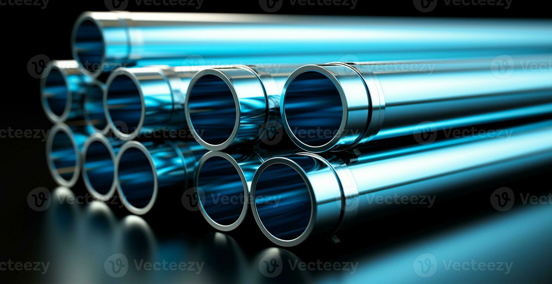 alto calidad galvanizado acero tubo o aluminio y cromo inoxidable acero tubería en apilar - ai generado imagen foto