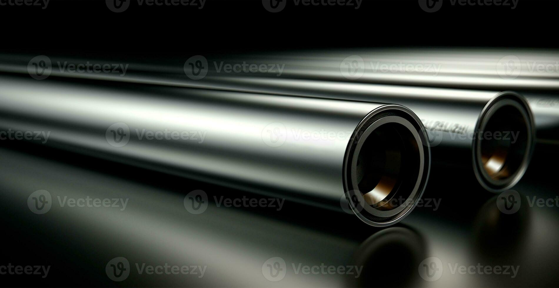 High quality galvanized steel pipe or aluminum and chrome stainless steel pipes in stack - AI generated image photo