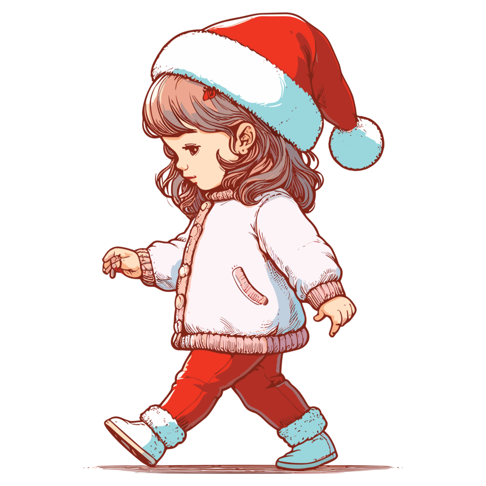 Cute Baby Girl Wearing Santa Hat - Ai Generative png