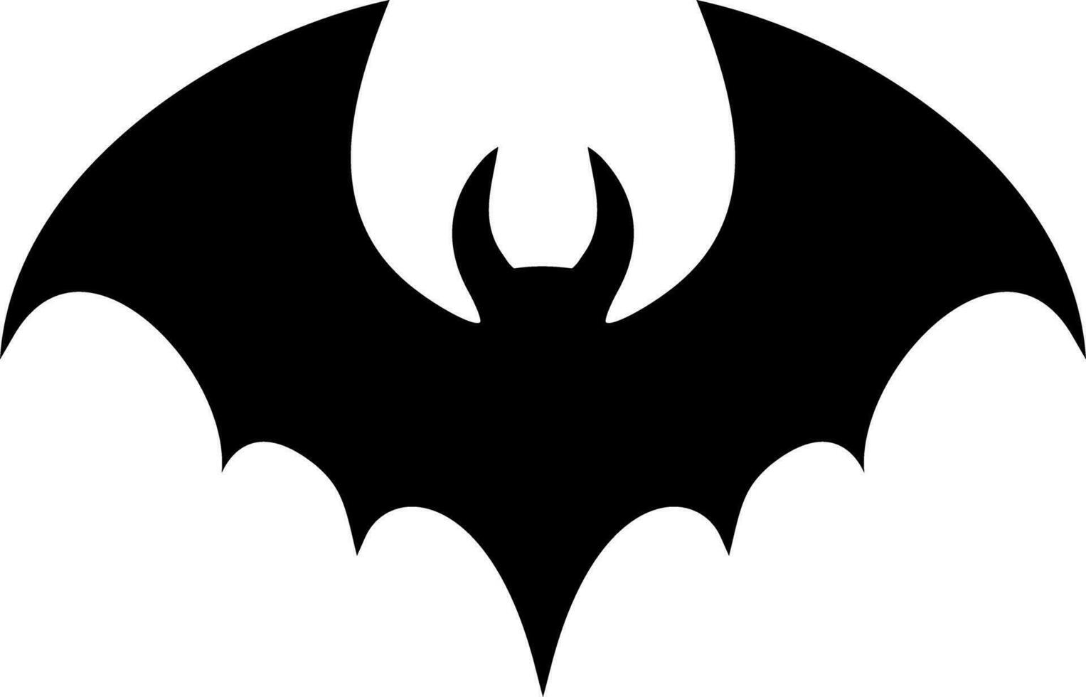 Vector halloween bat with horns silhouette icon vector illustration