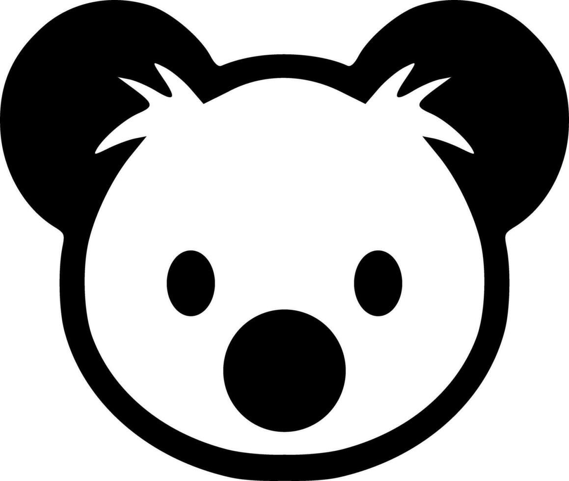 Vector koala face monochrome black outline icon vector illustration