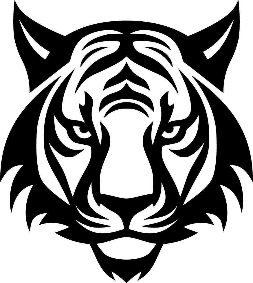 Vector tiger face logo black silhouette outlines vector illustration