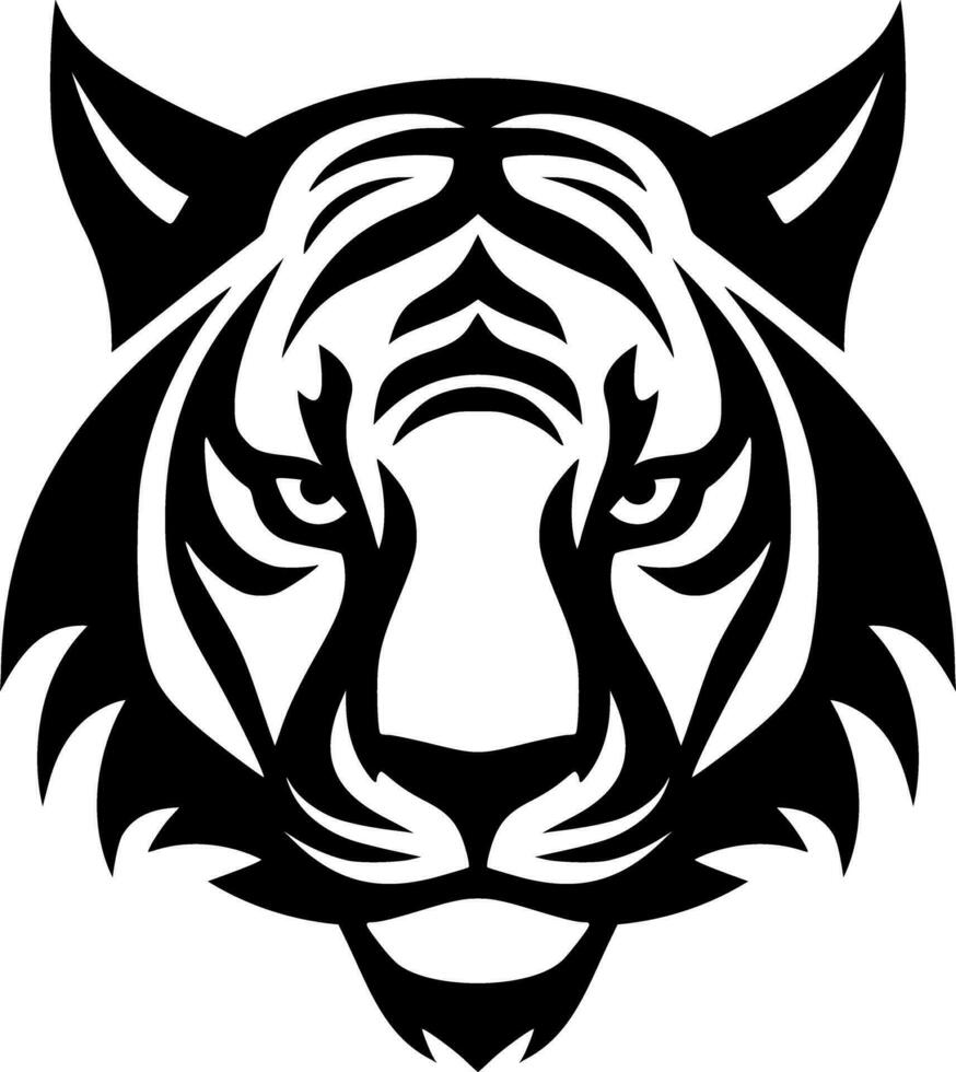 Vector tiger face logo black silhouette outlines vector illustration