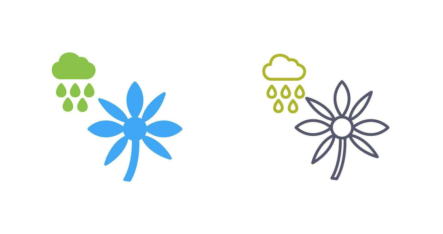 flor con icono de vector de lluvia