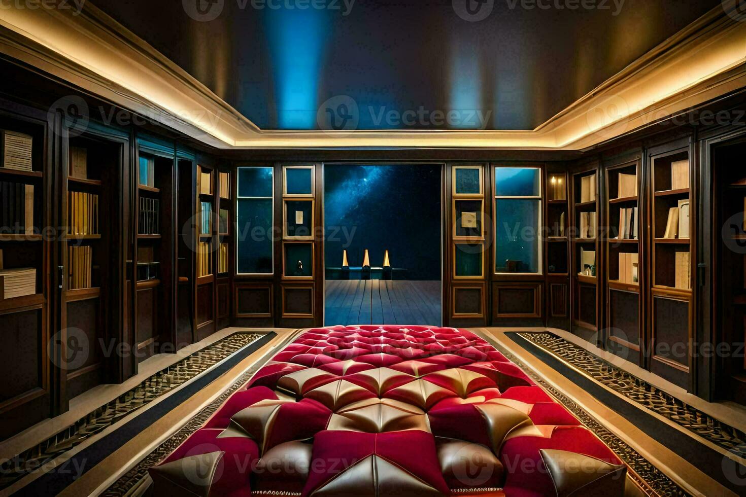 the library room at the hotel. AI-Generated photo