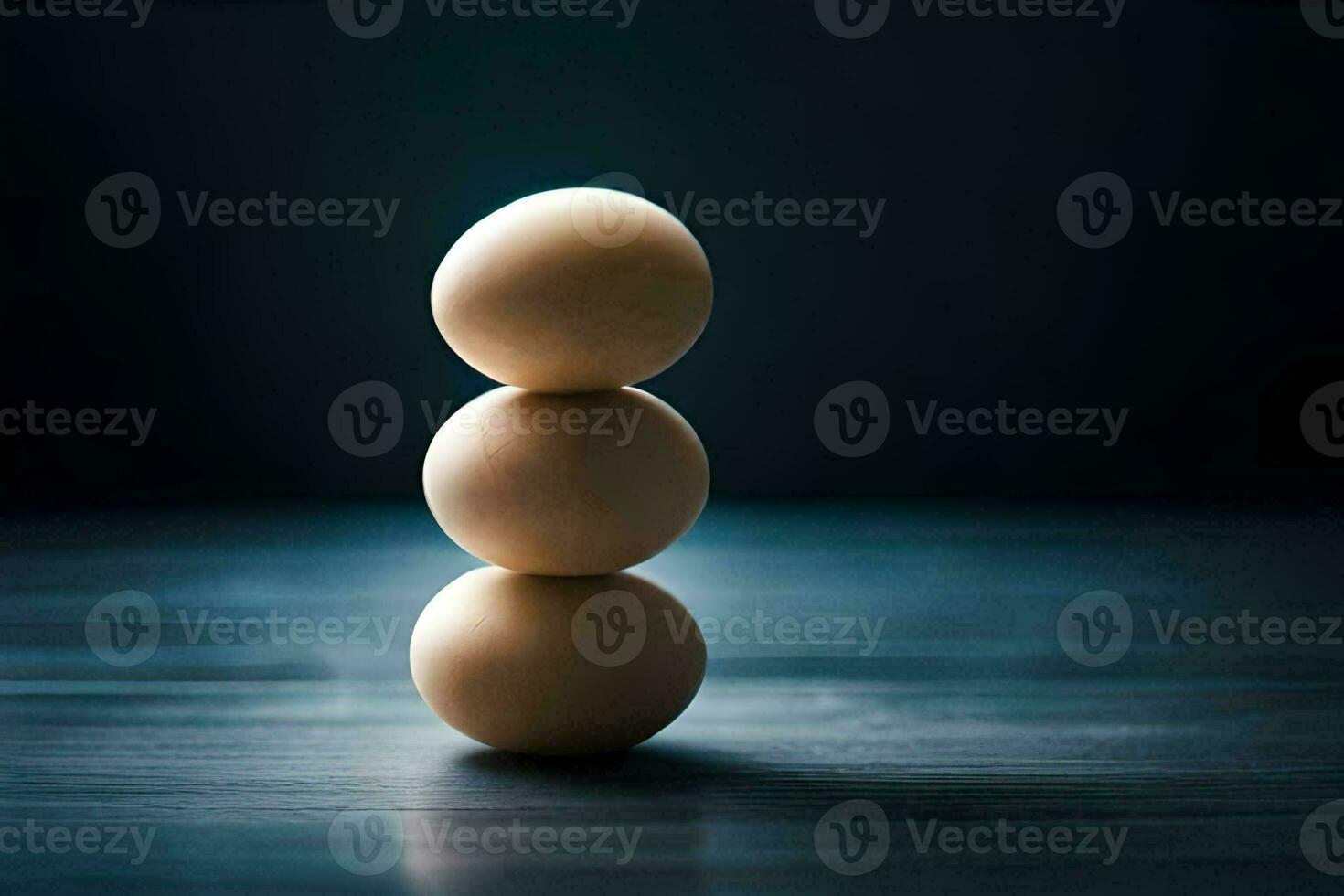 three eggs stacked on top of each other. AI-Generated photo